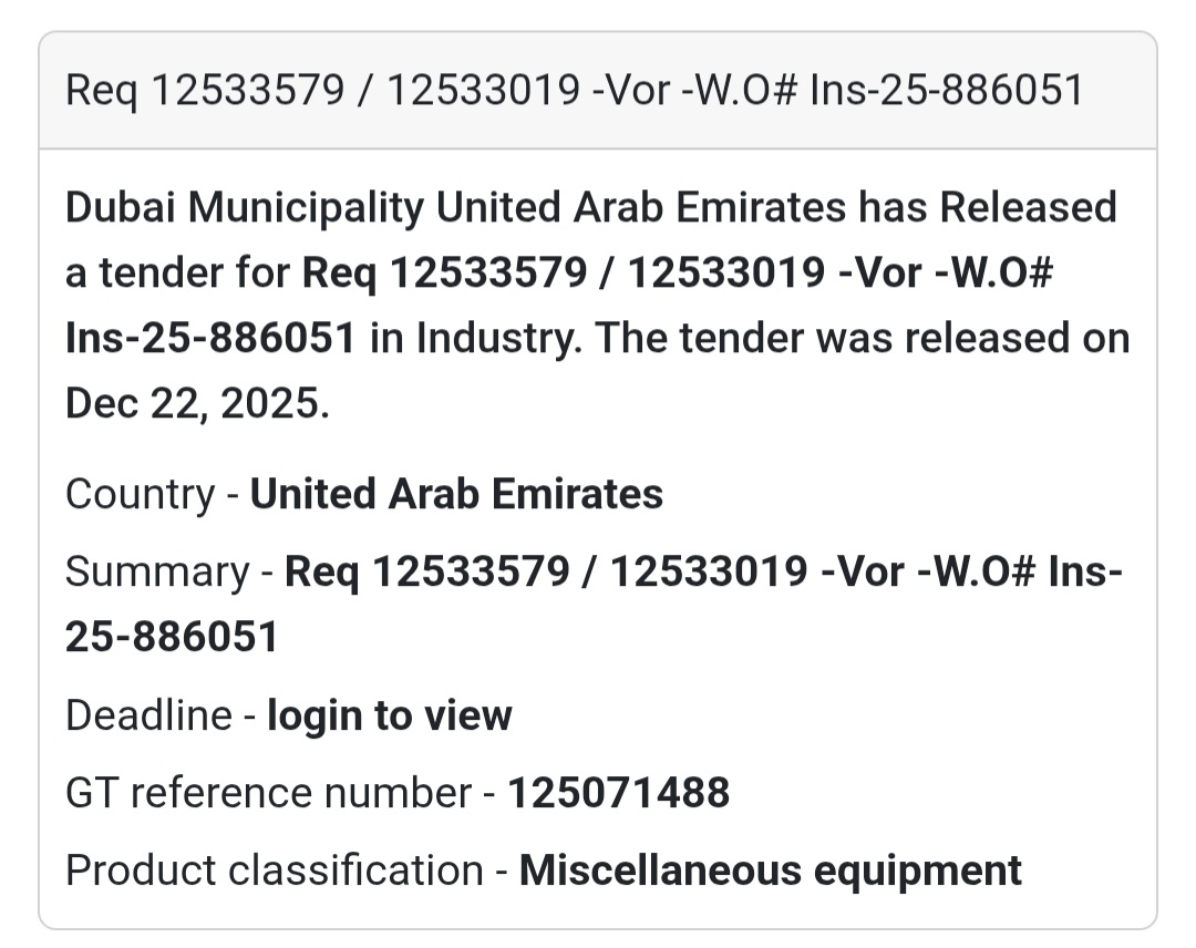 Work Order – INS-25-886051 | Dubai Municipality