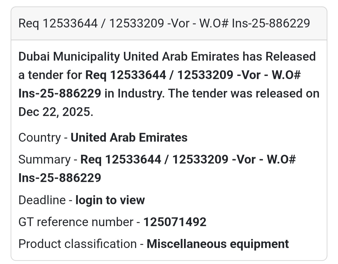 Work Order – INS-25-886229 | Dubai Municipality