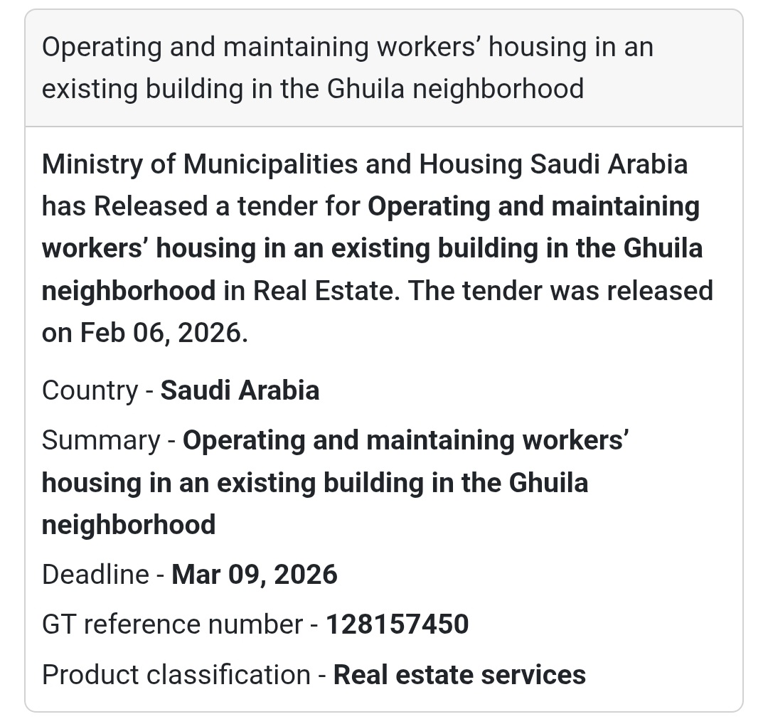 🏗 Workers’ Housing O&M – Ghuila
