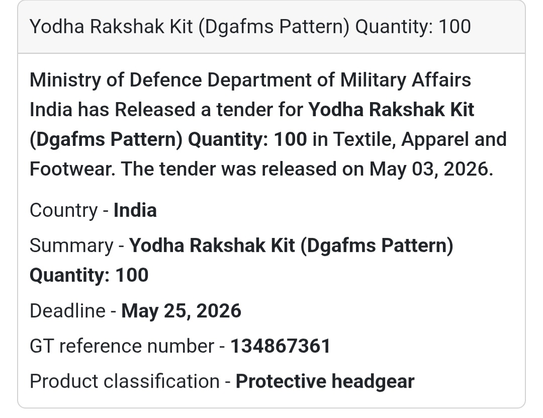 🪖 Yodha Rakshak Kit Tender