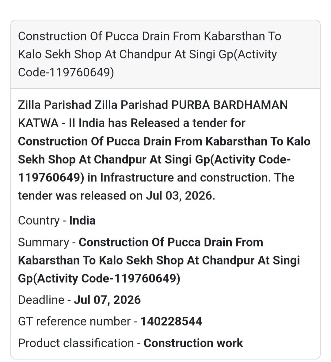 🚧 Zilla Parishad Purba Bardhaman Tender – Katwa-II, West Bengal📢 New Tender Alert!
