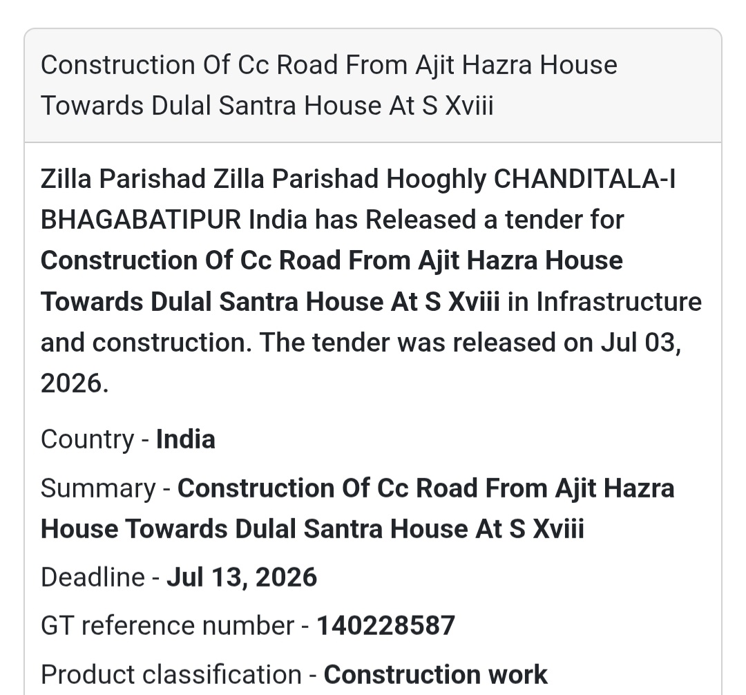 🛣️ Zilla Parishad Tender – Hooghly, West Bengal