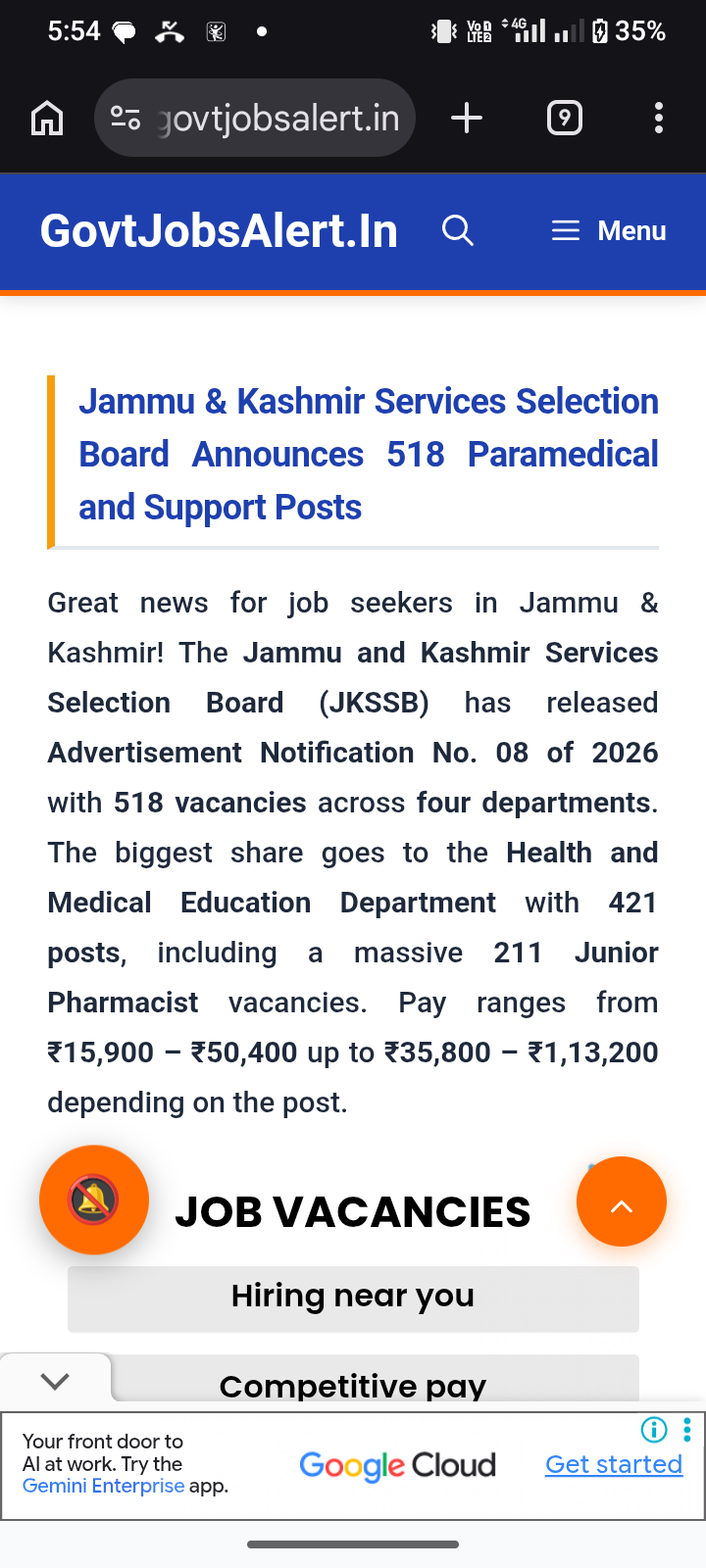 📢 JKSSB Recruitment Advt 08/2026! 🏥