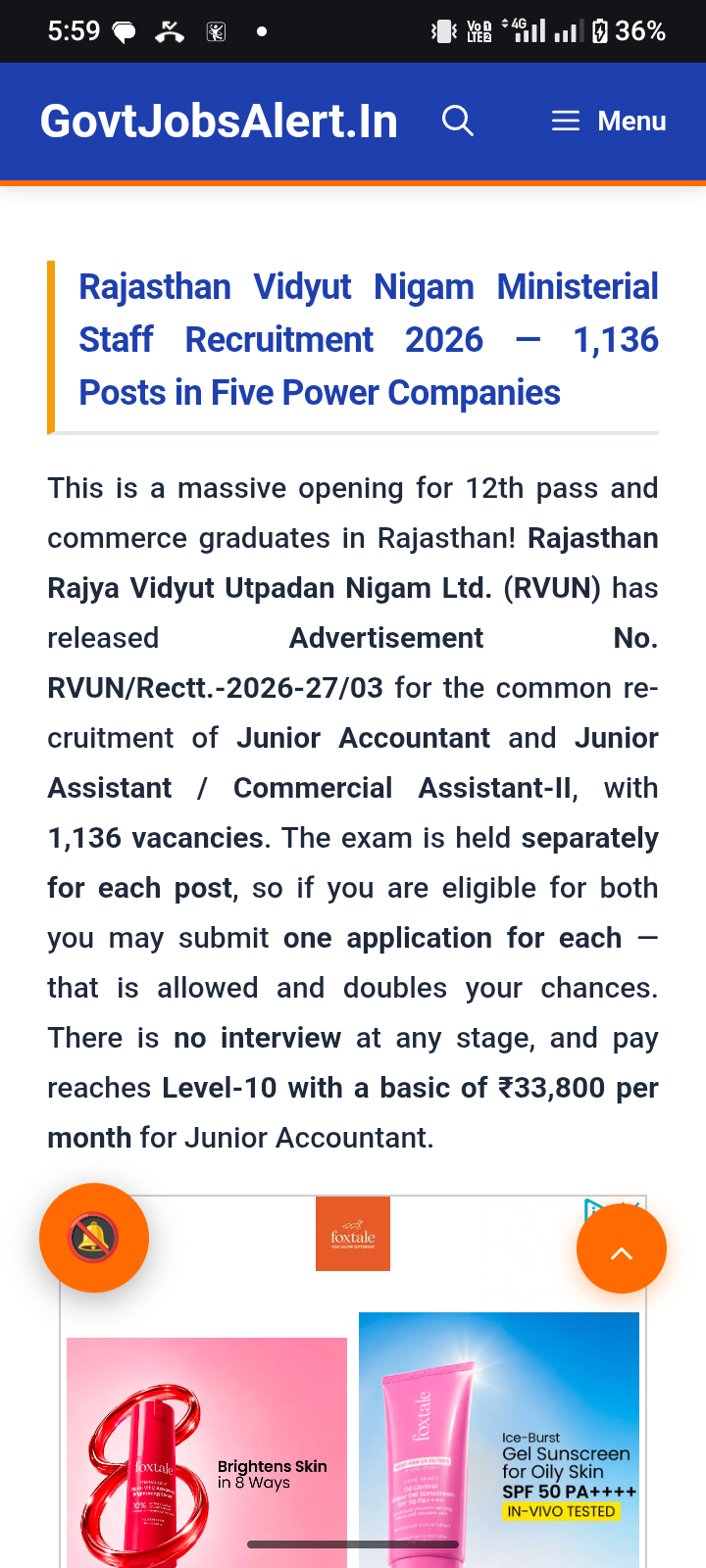 📢 RVUNL Junior Accountant & Junior Assistant Recruitment 2026! ⚡