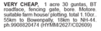 1 Acre 30 Guntas Land For Sale Near Bowenpally