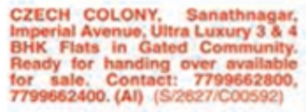 3 & 4 BHK Luxury Flats for Sale: Czech Colony, Hyderabad