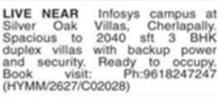 3 BHK Duplex Villa for Rent near Infosys Campus, Cherlapally