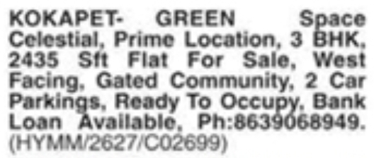 3 BHK Flat for Sale: Green Space Celestial, Kokapet