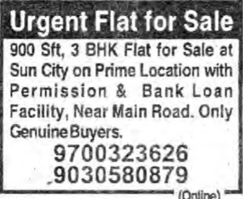 3 BHK Flat for Sale: Sun City, Hyderabad