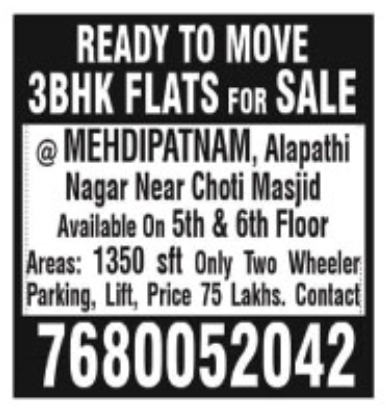 3BHK Flats for Sale: Mehdipatnam, Hyderabad