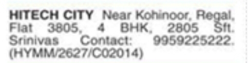 4 BHK Flat for Rent in HITECH City, Hyderabad