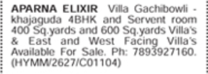 4BHK villas For sale in Gachibowli