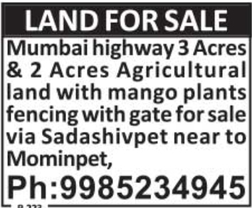 Agricultural Land for Sale near Sadashivpet