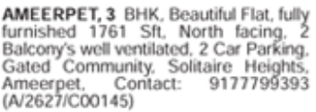 Ameerpet 3BHK Flat for Sale