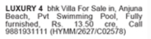 Anjuna Beach Luxury 4BHK Villa For Sale