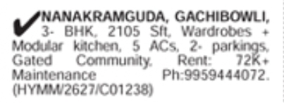 Apartment for Rent: 3 BHK in Nanakramguda Gated Community