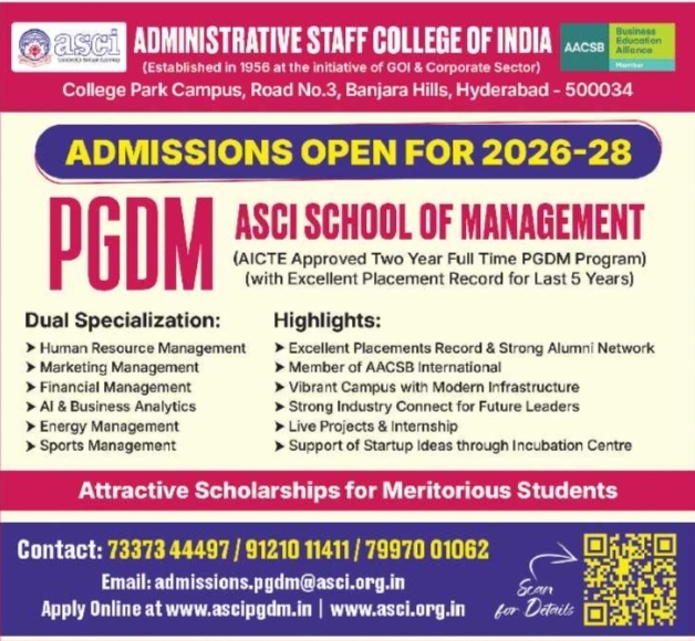 ASCI School of Management PGDM Admissions Open in Hyderabad