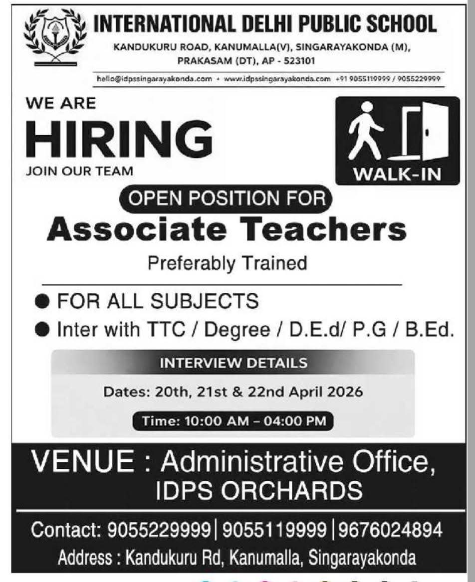 Associate Teacher Recruitment 2026 At International Delhi Public School
