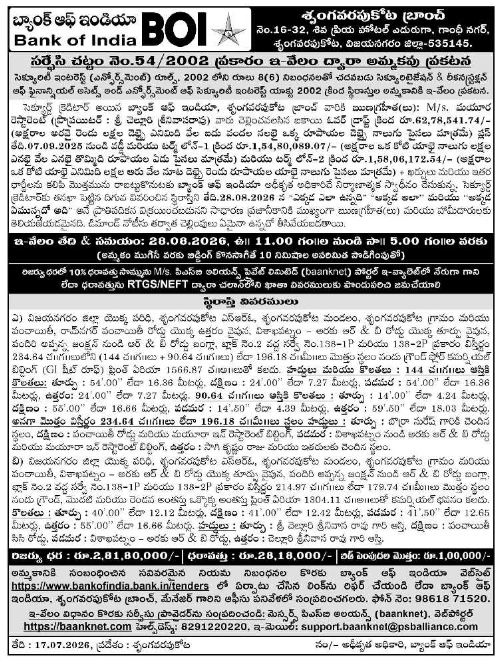 Auction Notice: Bank of India Property Sale