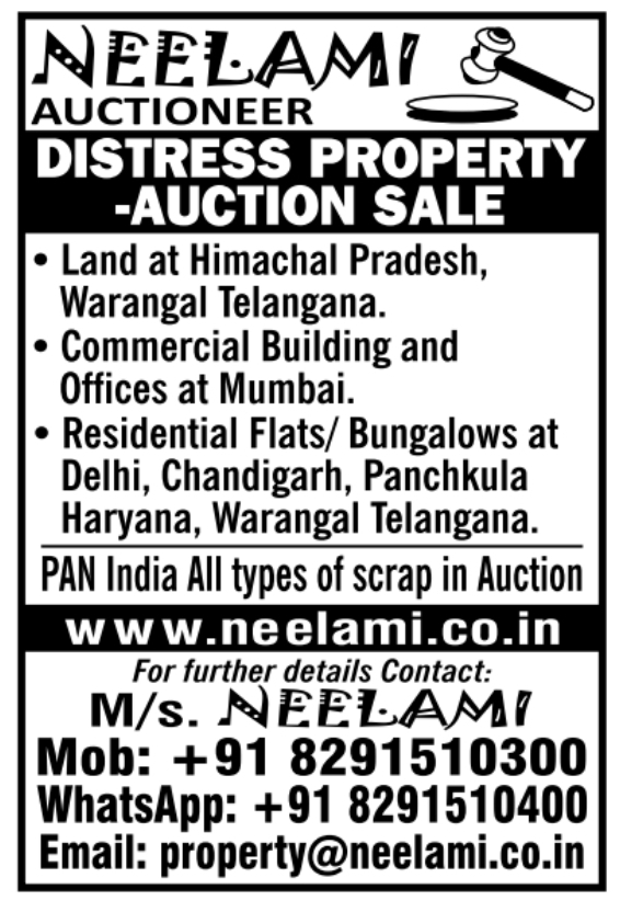 Auction Notice: Distress Properties and Pan-India Scrap Sale