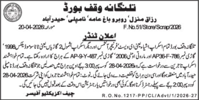 Auction Notice for Scrap & Vehicles