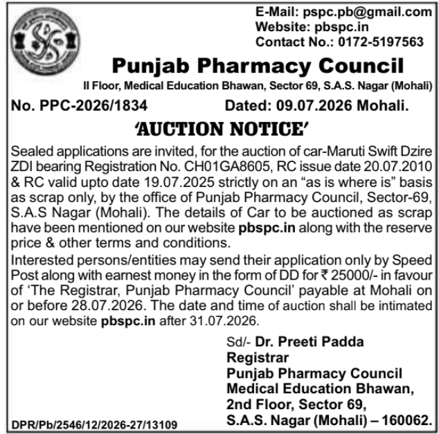 Auction Notice: Scrap Car Disposal