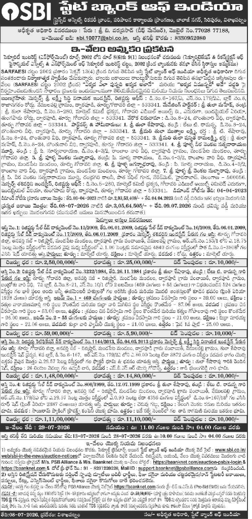 Auction Notice: State Bank of India Property E-Auction