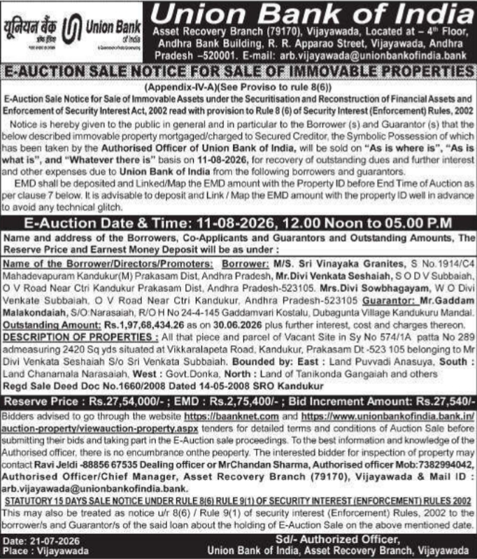 Auction Notice: Vacant Land Property Liquidation