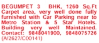 Begumpet 3BHK Flat for Sale