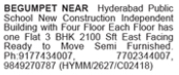 Begumpet Independent Building For Sale
