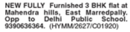 Brand New Fully Furnished 3 BHK Flat for Rent in Mahendra Hills