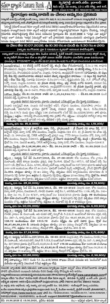 Canara Bank E-Auction Sale Notice