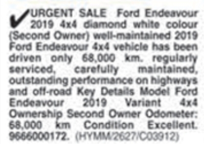 Car for Sale: Ford Endeavour 2019, Hyderabad