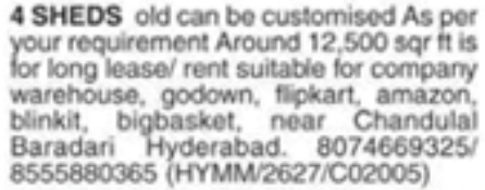 Chandulal Baradari: Warehouse Sheds for Lease