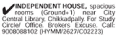 Chikkadpally Independent House for Rent