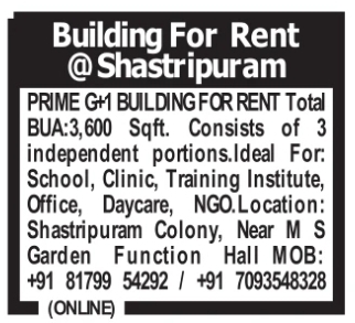 Commercial Building for Rent: Shastripuram Colony