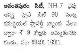 Commercial Land for Sale in Anantapur