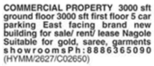 Commercial Property for Sale/Rent/Lease: Nagole, Hyderabad