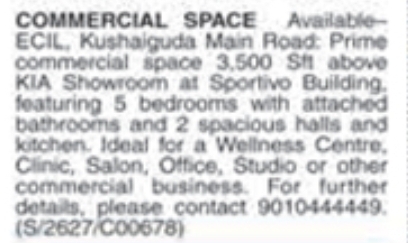 Commercial Space: ECIL, Kushaiguda Main Road, Hyderabad