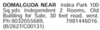 Domalguda: 100 Sq Yds Independent Building for Sale