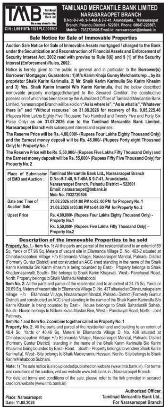 Double Property Auction Sale Notice by TMB