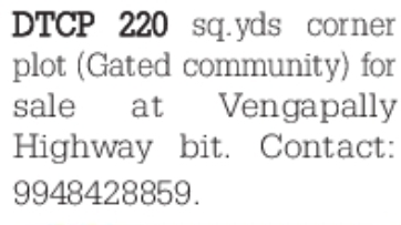 DTCP Gated Community Corner Plot for Sale