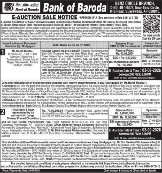 E-Auction Sale Notice by Bank of Baroda
