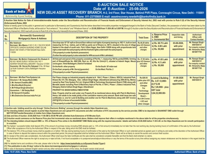 E-Auction Sale Notice: Immovable & Movable Asset Foreclosure