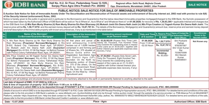 E-Auction Sale Notice: Immovable Property (Real Estate)