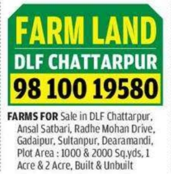 Farm Land for Sale in DLF Chattarpur and Surrounding Areas