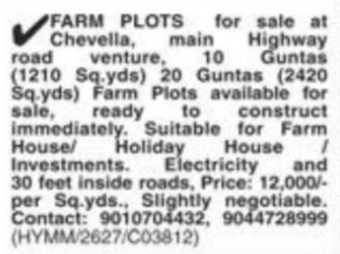 Farm Plots for Sale: Chevella