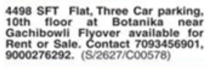 Flat for Rent or Sale: Gachibowli, Hyderabad