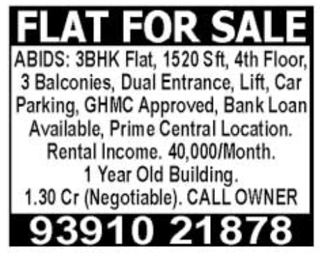 Flat for Sale: Abids, Hyderabad