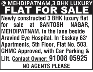 Flat for Sale: Mehdipatnam, Hyderabad